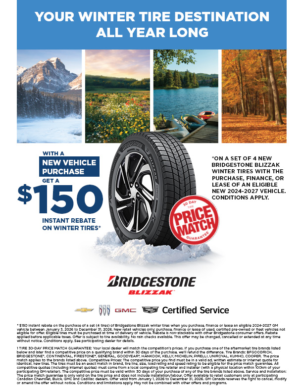 Get $150 Instant Rebates on Bridgestone Blizzak Winter Tires